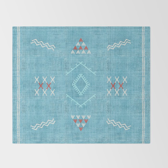Casablanca Aqua Kilim Throw Blanket Gallery Image 2