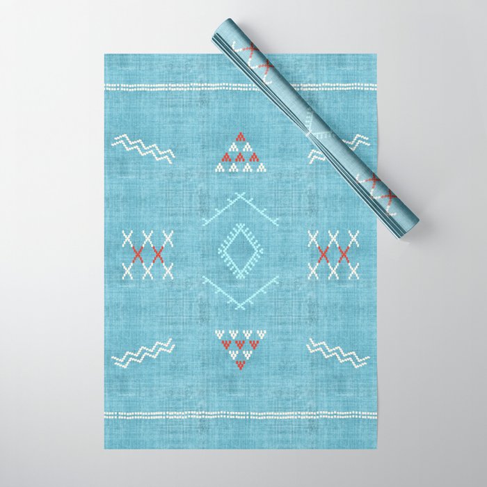 Casablanca Aqua Kilim Wrapping Paper Gallery Image 1