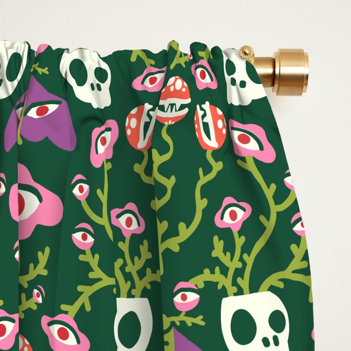 Botanical Skull and Moth Window Curtain Gallery Image 2