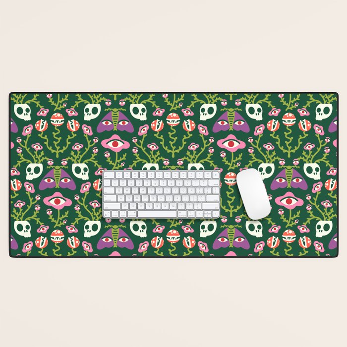 Botanical Skull and Moth Desk Mat Gallery Image 1