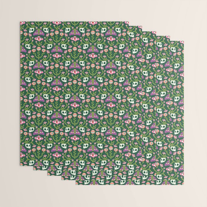 Botanical Skull and Moth Wrapping Paper Gallery Image 3