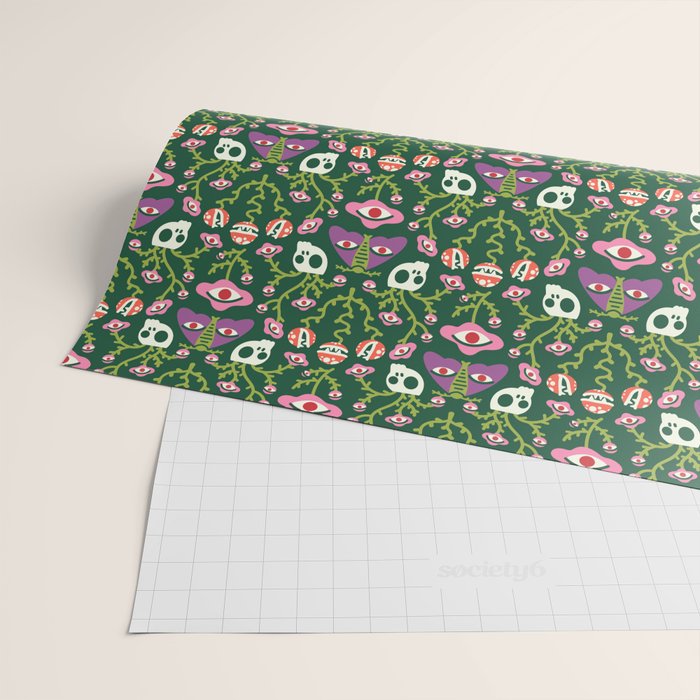 Botanical Skull and Moth Wrapping Paper Gallery Image 2