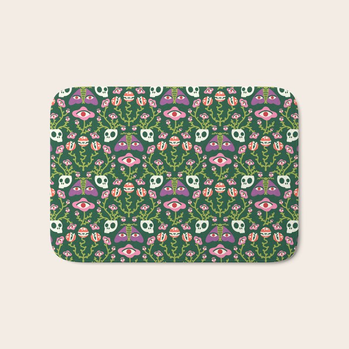 Botanical Skull and Moth Bath Mat Gallery Image 1