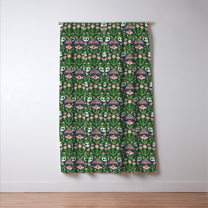 Botanical Skull and Moth Window Curtain Gallery Image 3