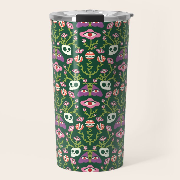Botanical Skull and Moth Travel Mug Gallery Image 1