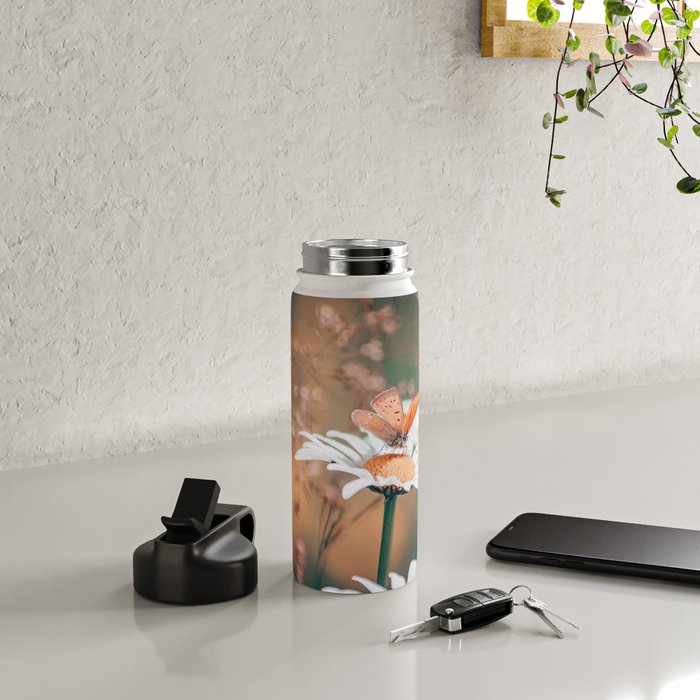 Butterfly on a daisy flower - summer nights Water Bottle Gallery Image 4