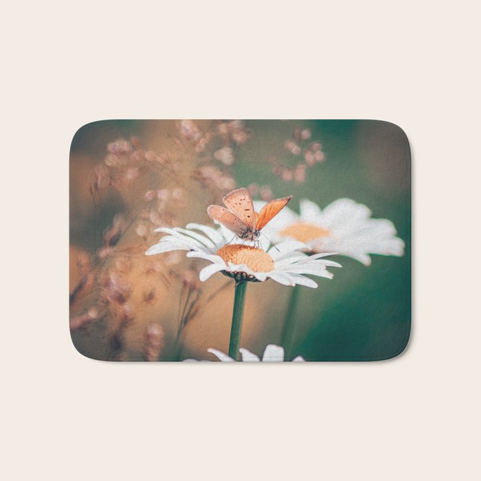 Butterfly on a daisy flower - summer nights Bath Mat Gallery Image 1