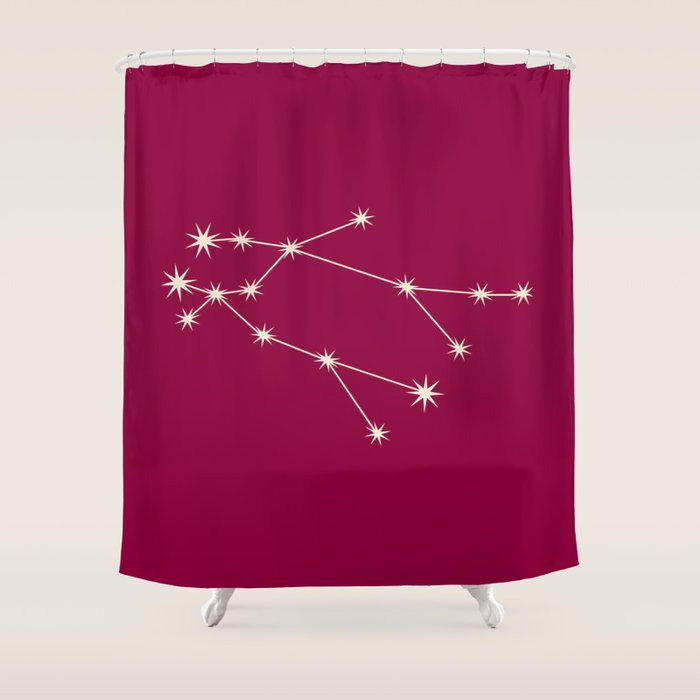 Gemini Zodiac Star Constellation Line Art Magenta Pink Shower Curtain Gallery Image 1