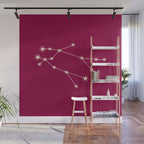 Gemini Zodiac Star Constellation Line Art Magenta Pink Wall Mural Gallery Image 1