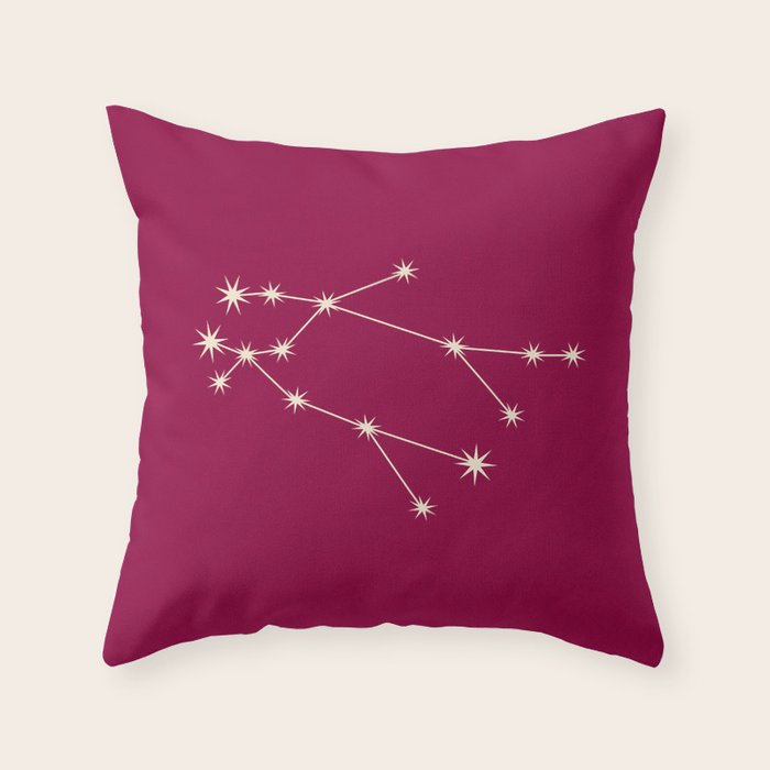 Gemini Zodiac Star Constellation Line Art Magenta Pink Throw Pillow Gallery Image 1