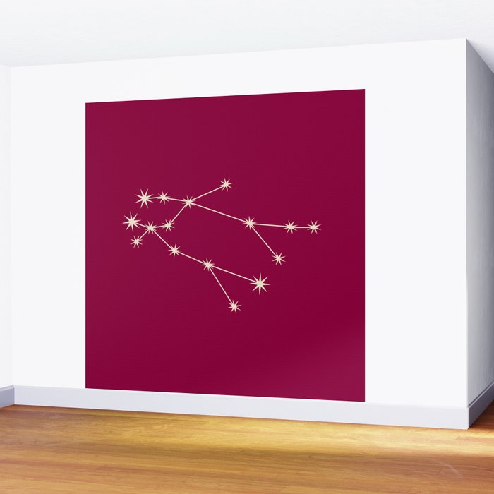 Gemini Zodiac Star Constellation Line Art Magenta Pink Wall Mural Gallery Image 2