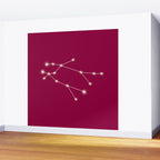 Gemini Zodiac Star Constellation Line Art Magenta Pink Wall Mural Gallery Image 2