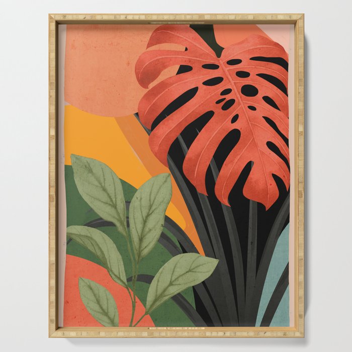 Abstract Art Tropical Leaves 109 Serving Tray Gallery Image 1