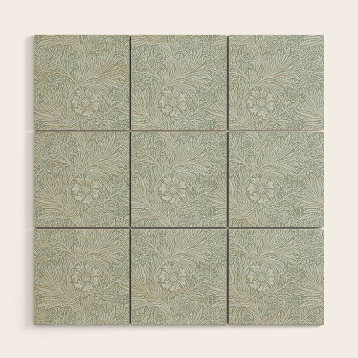 William Morris Marigold Dove Blue Wood Wall Art Gallery Image 1
