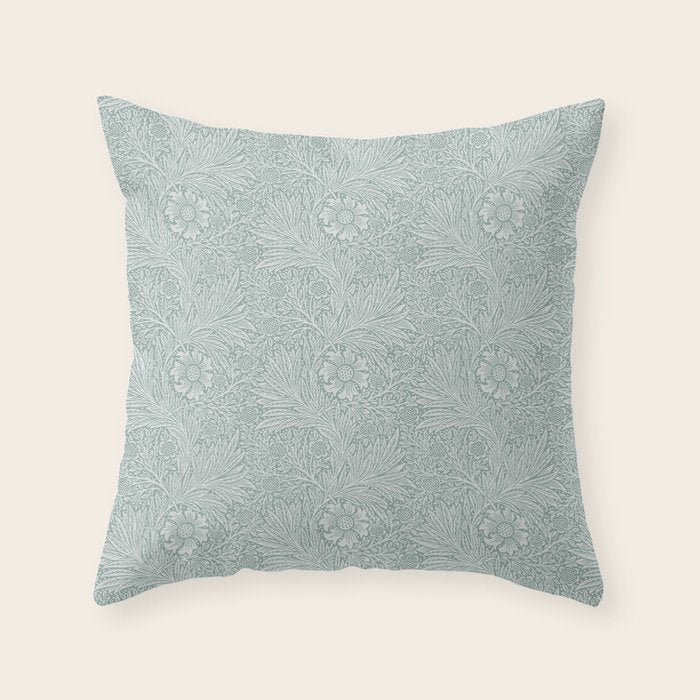 William Morris Marigold Dove Blue Throw Pillow Gallery Image 1