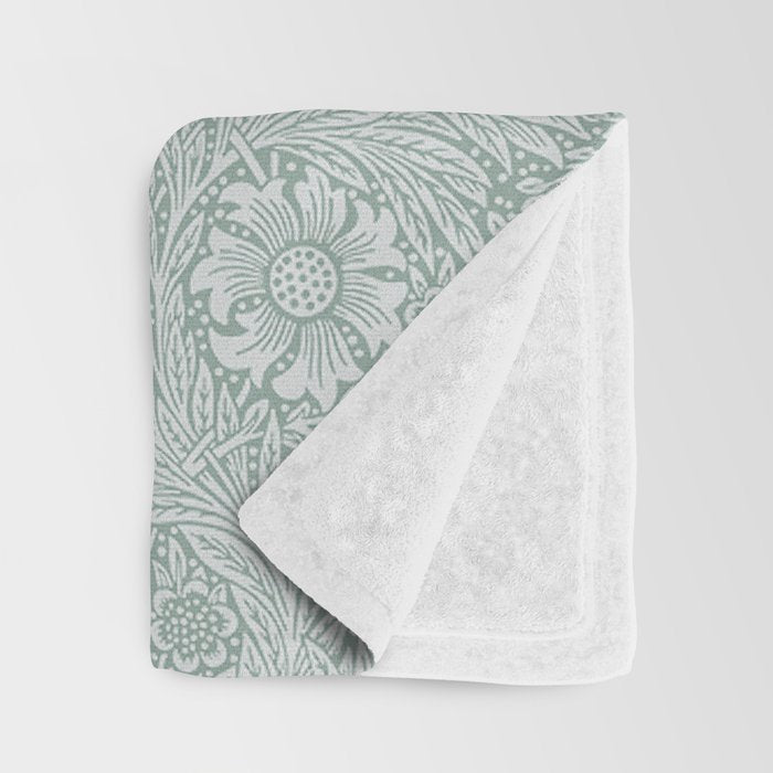 William Morris Marigold Dove Blue Throw Blanket Gallery Image 3