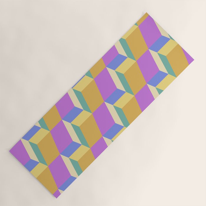Cuboid Geometric Abstract Shapes Pattern XXVIII Yoga Mat Gallery Image 1