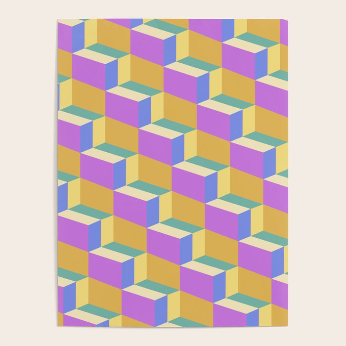 Cuboid Geometric Abstract Shapes Pattern XXVIII Poster Gallery Image 1