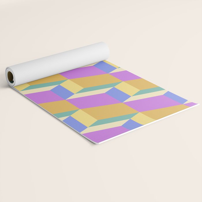 Cuboid Geometric Abstract Shapes Pattern XXVIII Yoga Mat Gallery Image 2