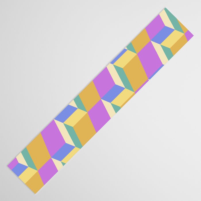 Cuboid Geometric Abstract Shapes Pattern XXVIII Table Runner Gallery Image 3