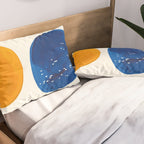 Minimalist Mid century Painting Colorful Yellow Blue Shapes Patterns Pillow Sham Gallery Image 2