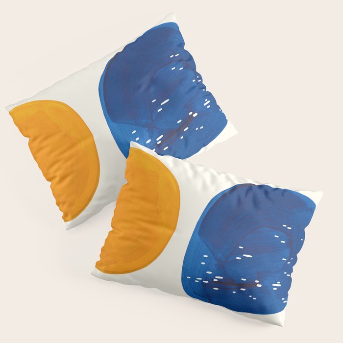 Minimalist Mid century Painting Colorful Yellow Blue Shapes Patterns Pillow Sham Gallery Image 1