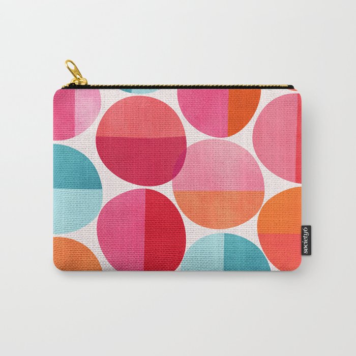 Mid Century Pink and Orange Dots Carry All Pouch Gallery Image 1