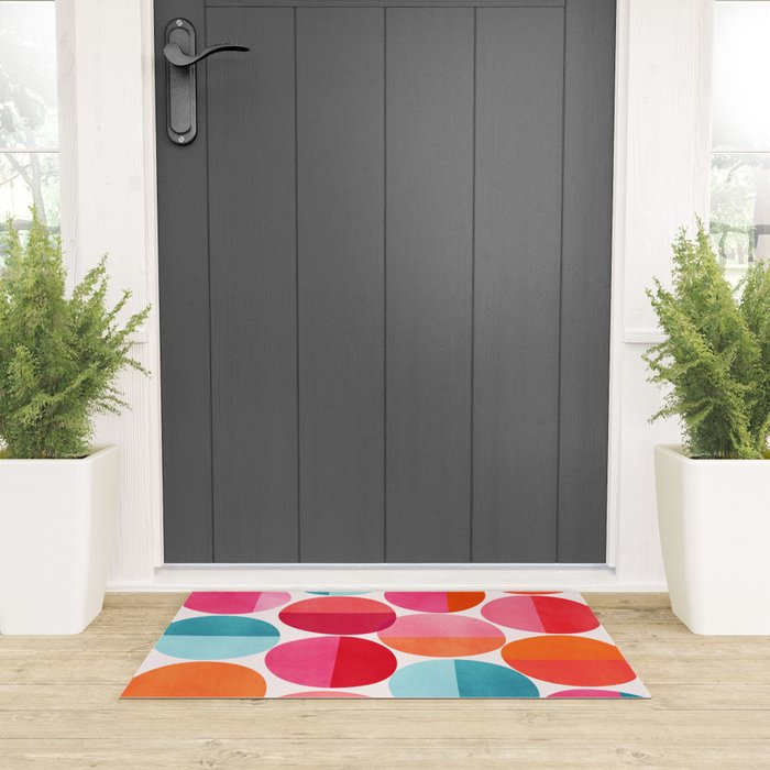 Mid Century Pink and Orange Dots Welcome Mat Gallery Image 3