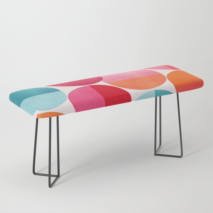 Mid Century Pink and Orange Dots Bench Gallery Image 1
