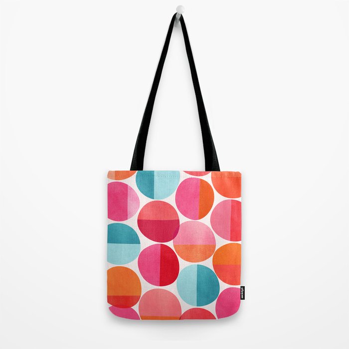 Mid Century Pink and Orange Dots Tote Bag Gallery Image 2