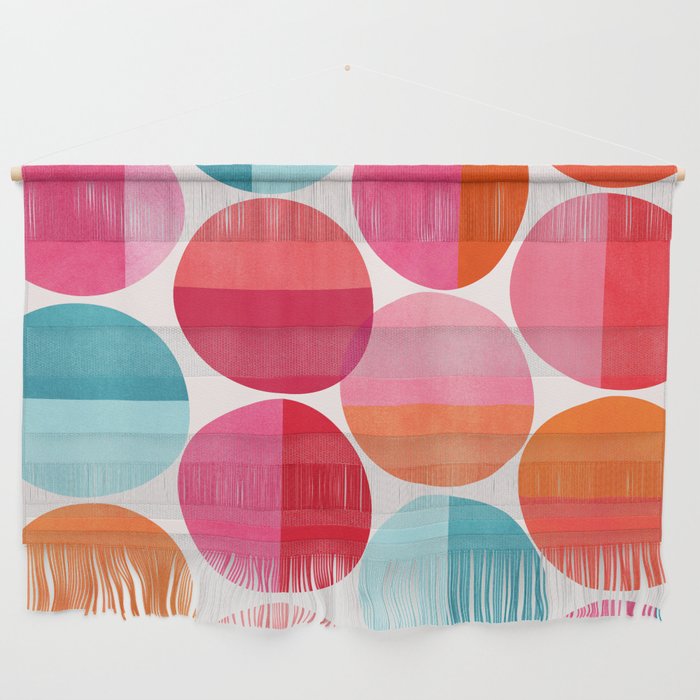 Mid Century Pink and Orange Dots Wall Hanging Gallery Image 1