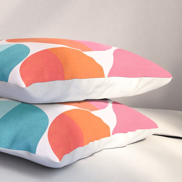 Mid Century Pink and Orange Dots Pillow Sham Gallery Image 3