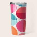 Mid Century Pink and Orange Dots Travel Mug Gallery Image 3
