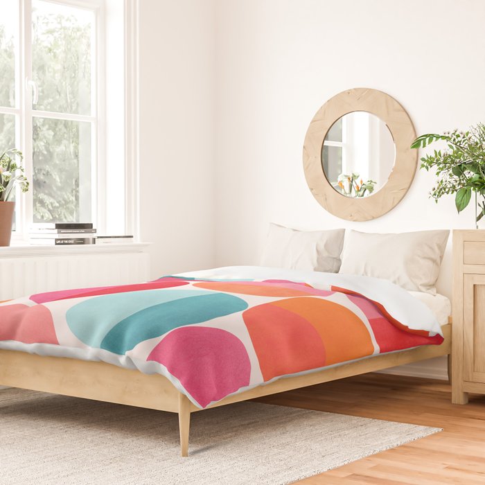 Mid Century Pink and Orange Dots Duvet Cover Gallery Image 2