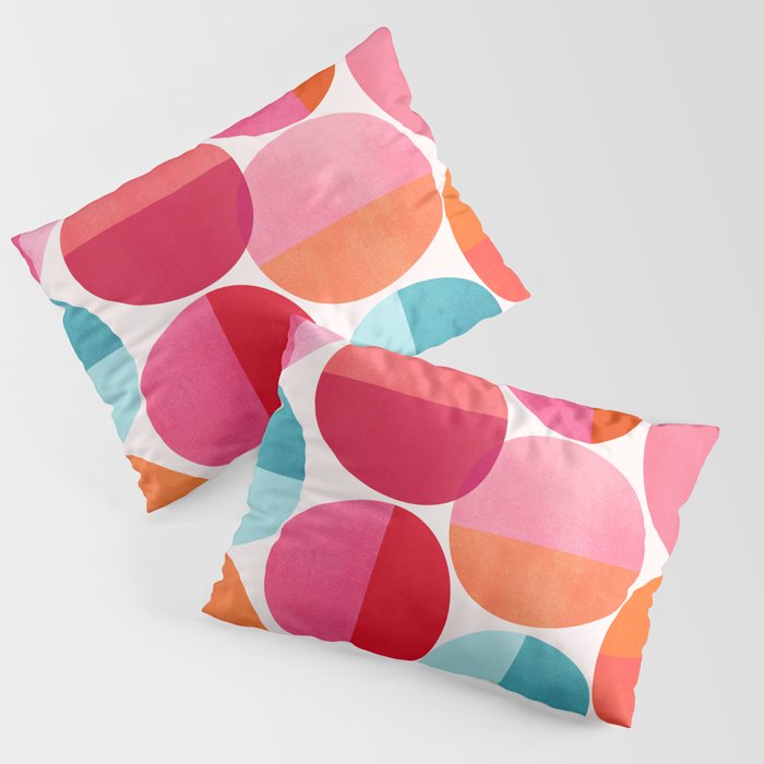 Mid Century Pink and Orange Dots Pillow Sham Gallery Image 3
