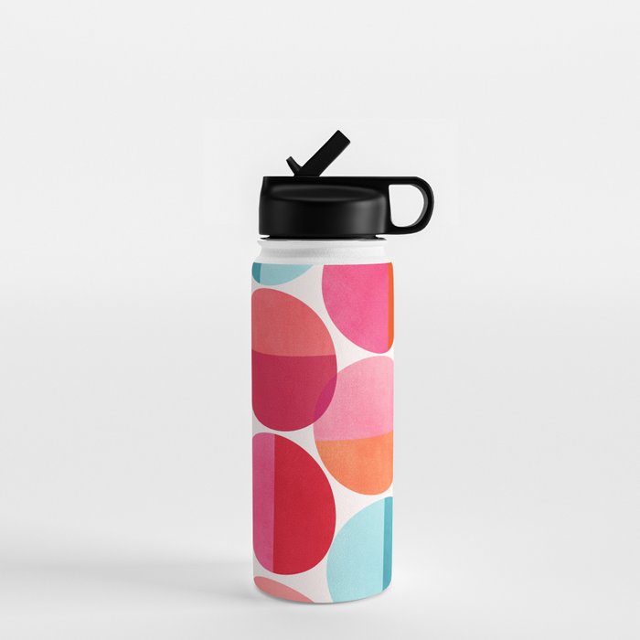 Mid Century Pink and Orange Dots Water Bottle Gallery Image 1