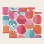 Mid Century Pink and Orange Dots Placemat Gallery Image 1