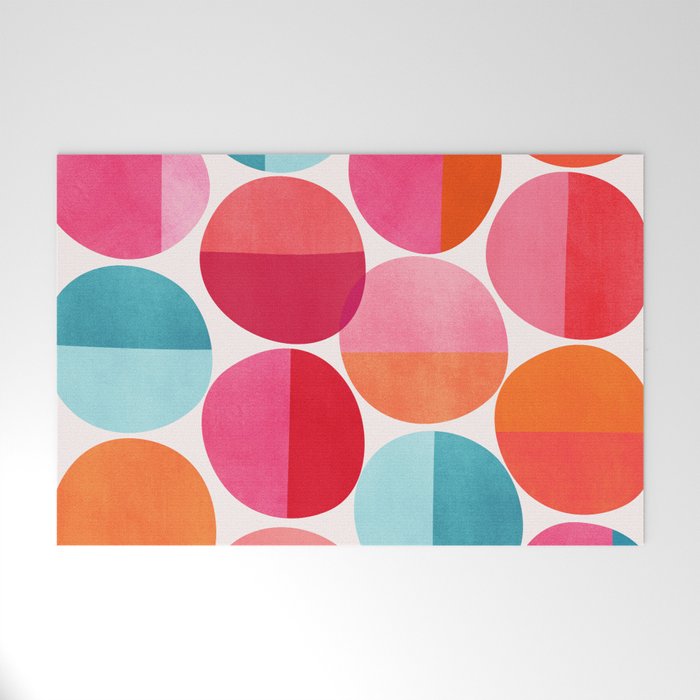 Mid Century Pink and Orange Dots Welcome Mat Gallery Image 1