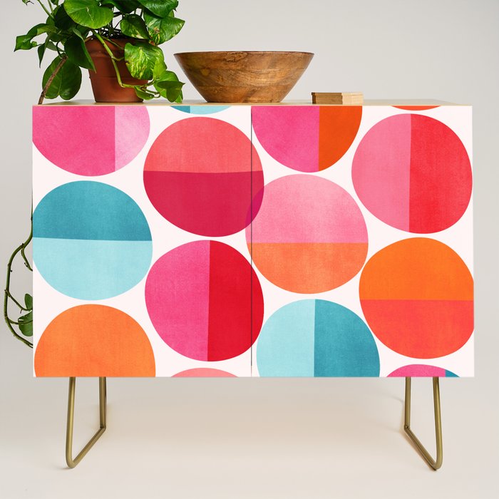Mid Century Pink and Orange Dots Credenza Gallery Image 1