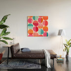 Mid Century Pink and Orange Dots Wood Wall Art Gallery Image 2