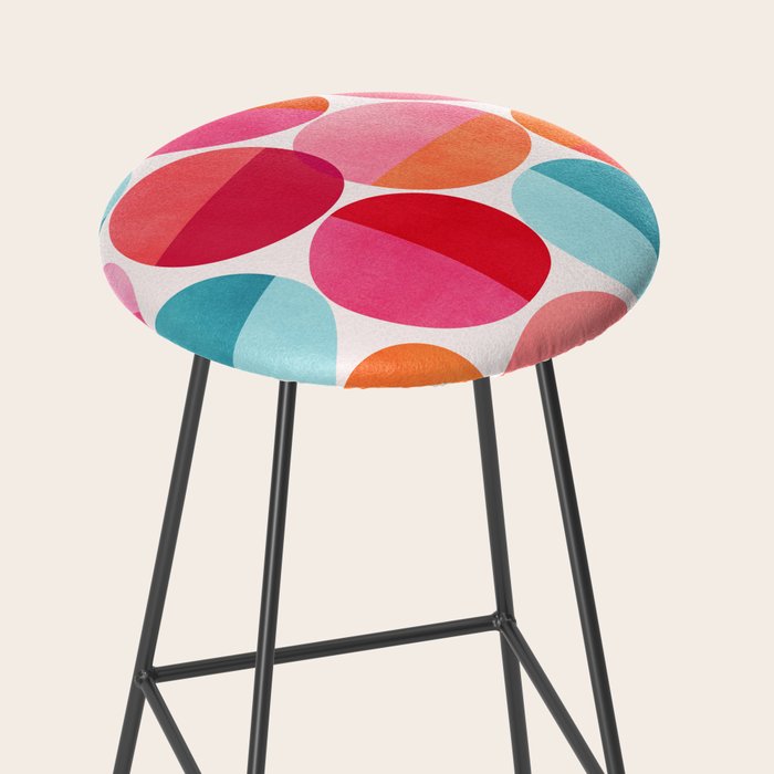 Mid Century Pink and Orange Dots Stool Gallery Image 2