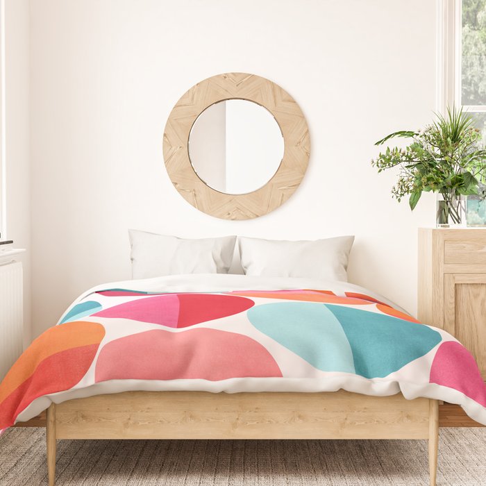 Mid Century Pink and Orange Dots Duvet Cover Gallery Image 3