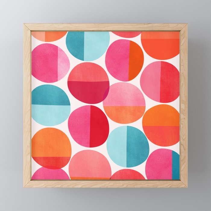 Mid Century Pink and Orange Dots Mini Art Print Gallery Image 1