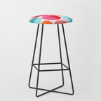 Mid Century Pink and Orange Dots Stool Gallery Image 1
