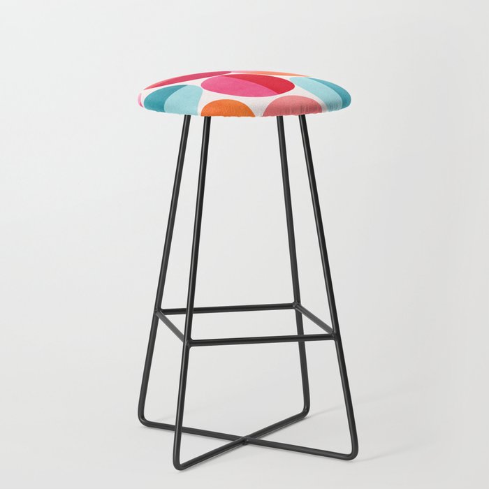 Mid Century Pink and Orange Dots Stool Gallery Image 1
