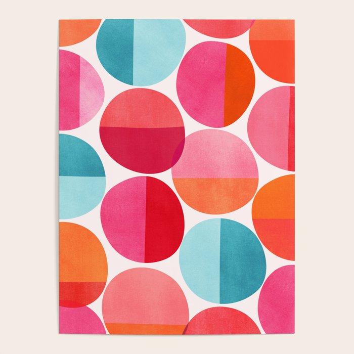 Mid Century Pink and Orange Dots Poster Gallery Image 4