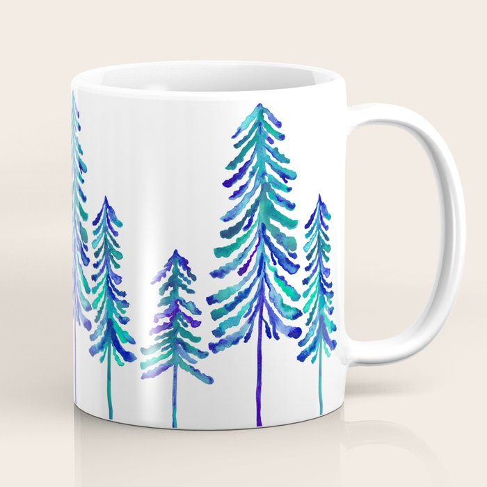 Pine Trees - Navy & Turquoise Palette Coffee Mug Gallery Image 1
