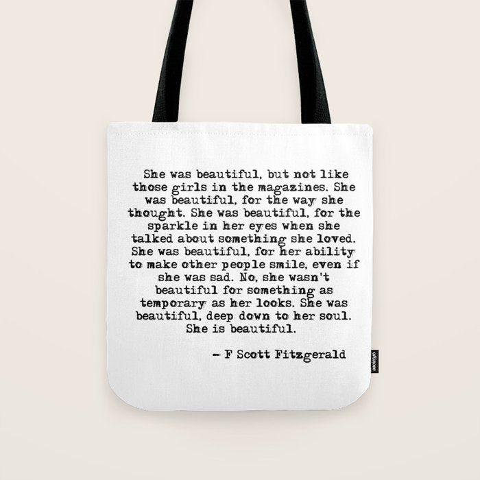 She was beautiful - Fitzgerald quote Tote Bag Gallery Image 1