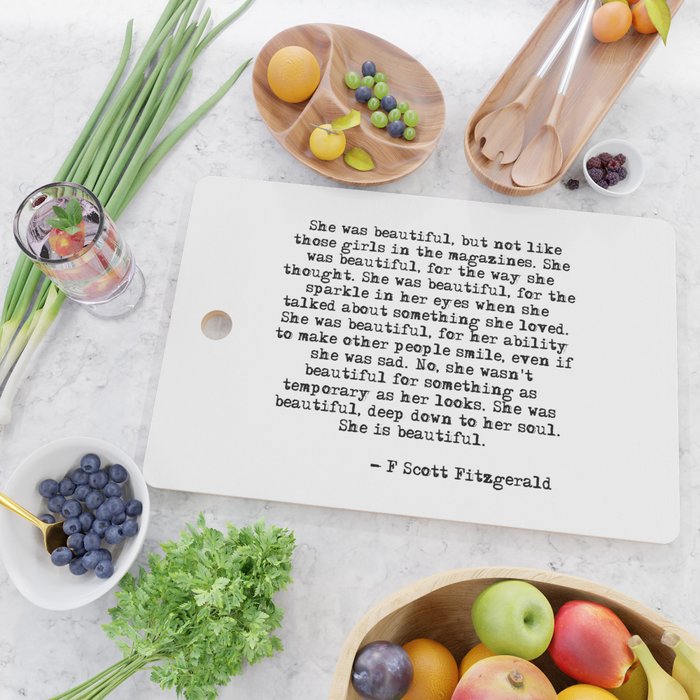 She was beautiful - Fitzgerald quote Cutting Board Gallery Image 2