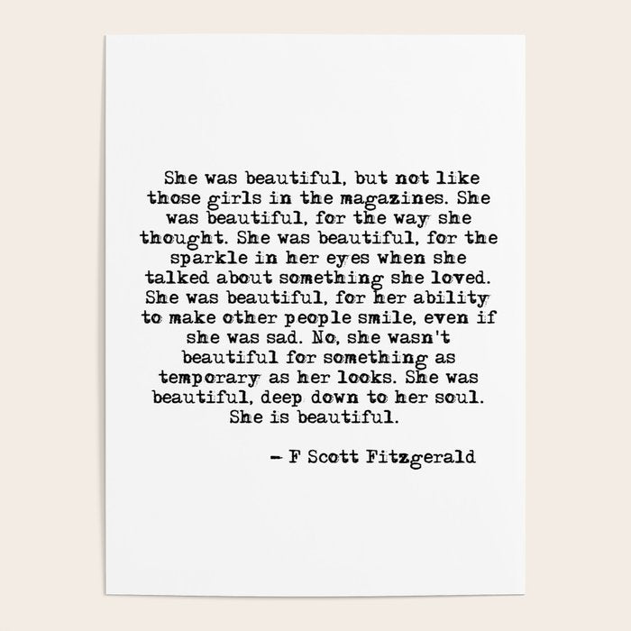 She was beautiful - Fitzgerald quote Poster Gallery Image 4